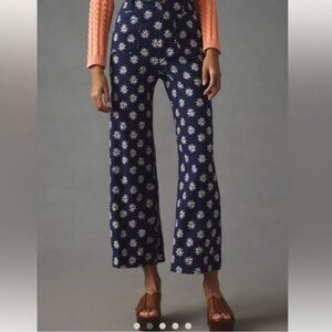 Anthropologie Maeve Collette Cropped Wide Leg Linen Blend Pant 31 TALL